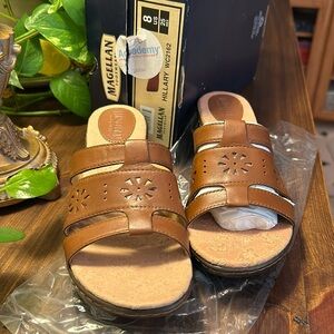 Leather slip on 2 inch heels 8 M NWOT